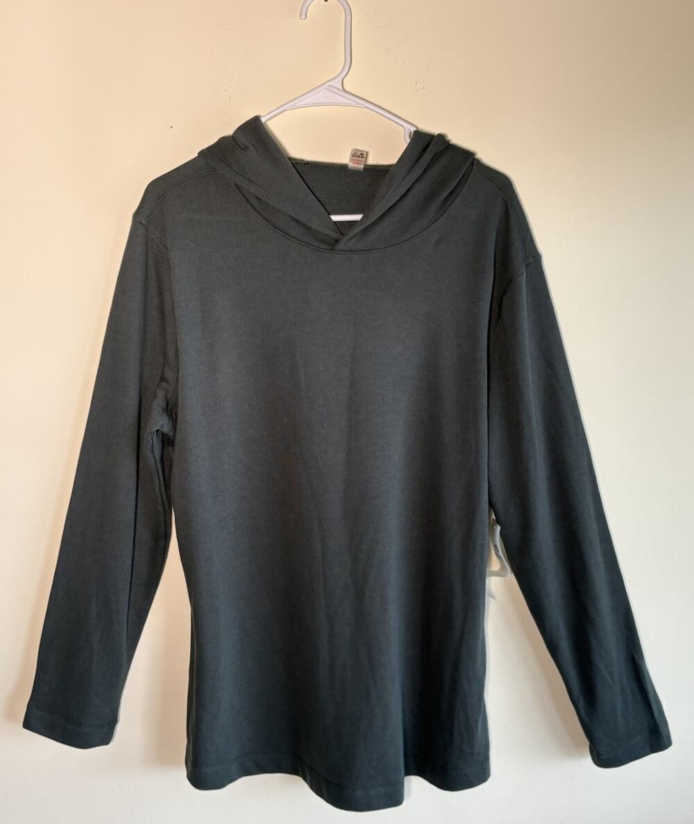 Mono B Pullover Hoodie Top Waffle Knit Green Long Sleeve Cozy Soft 1X